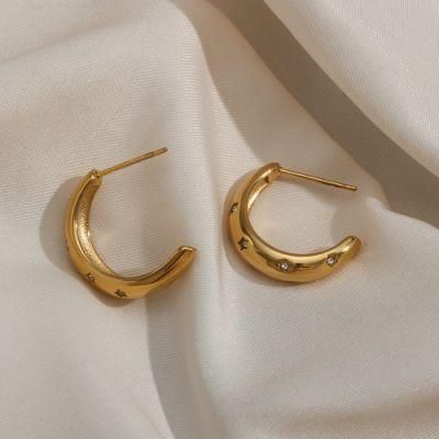 Manufacturer Custom Fashion jewellery Good Quality Waterproof None Fade Gold Plating Stainless Steel Bridal Earrings Jewelry for Woman