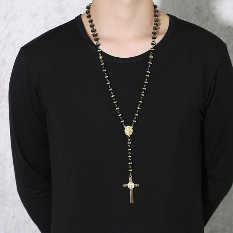 New Sweater Necklace Wholesale 8mm Stainless Steel Silicone Cross Necklace Gold Necklace