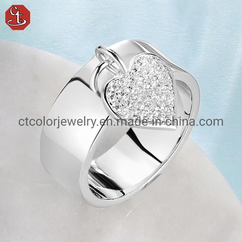 High Quality 925 Sterling Silver ring White cz Heart Accessories Fashion ring
