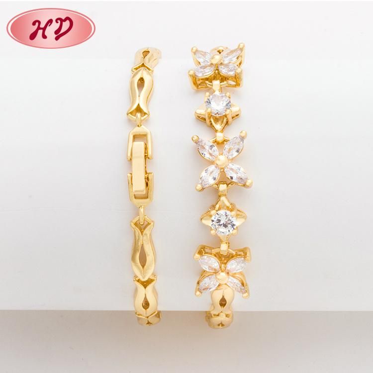Wholesale Wedding 18K Gold Plated Jewelry CZ Charms Bracelet
