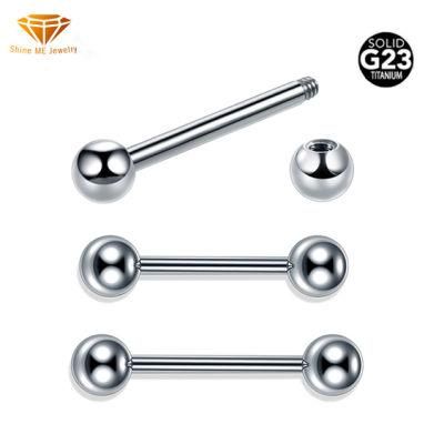 G23 Titanium External Thread Titanium Ball Tongue Nail Factory Direct Selling Body Piercing Jewelry Titanium Tongue Nail Barbell Tp1901