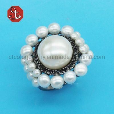 925 Sterling Silver Rings Jewelry for Women Oblate Natural Freshwater Pearl Rings Wholesales