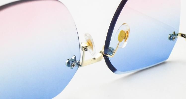 New Custom Logo Ready Fashion Frameless Women Sunglasses