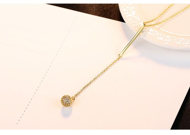 Jewelry Female Gold Plated Ball Zircon Pendant Necklace