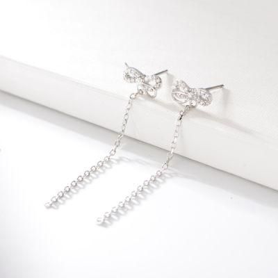 Hot Sale S925 Silver Link Chain Dangle Tassel Butterfly Earring Party Jewelry Accessories