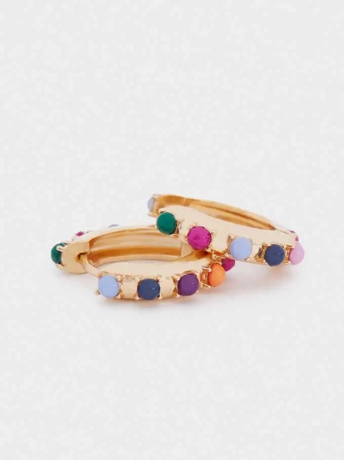 Fashion Women Jewelry Colorful Acrylic Beaded Hoop Earrings