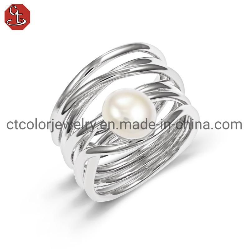 High Quality 925 Silver Fashion Jewelry Accessories Pearl Ring