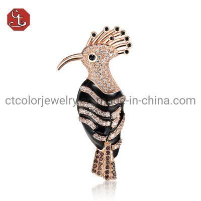 Fashion Jewelry 925 Sterling Silver Bird Shape Fancy Animal Enamel Brooch