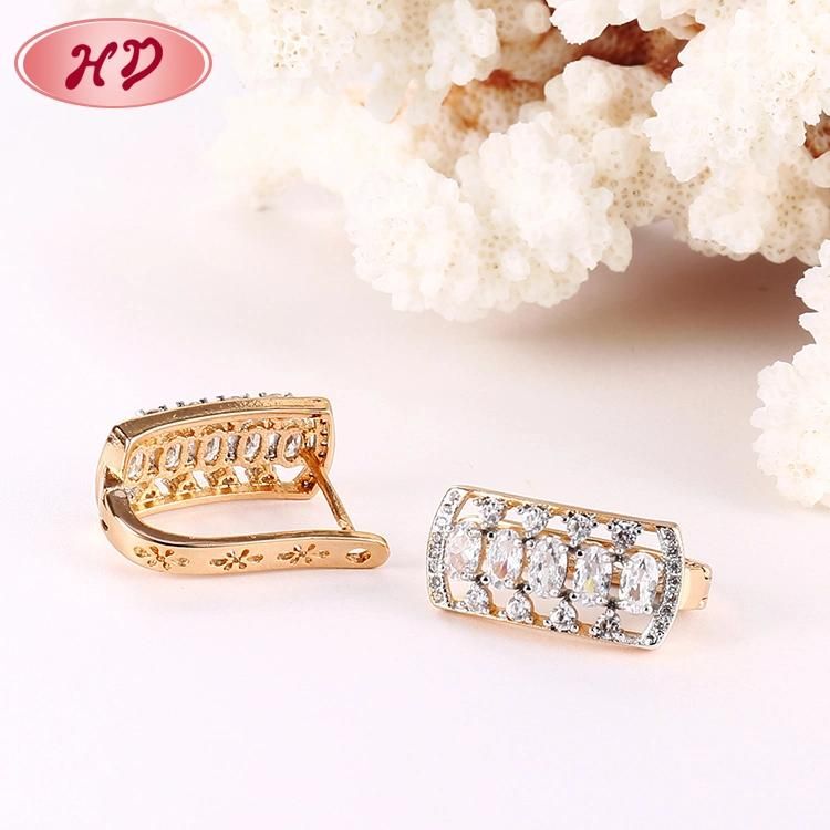 Women Fashion Imitation 14K 18K Gold Plated Costume Jewelry with CZ Pearl Huggie Hoop Earring