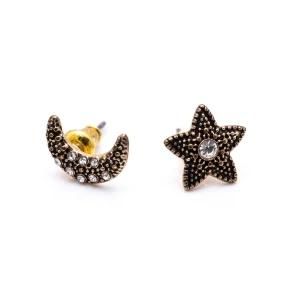 Fashion Women Jewelry Anti Gold Star Moon Stud Earrings