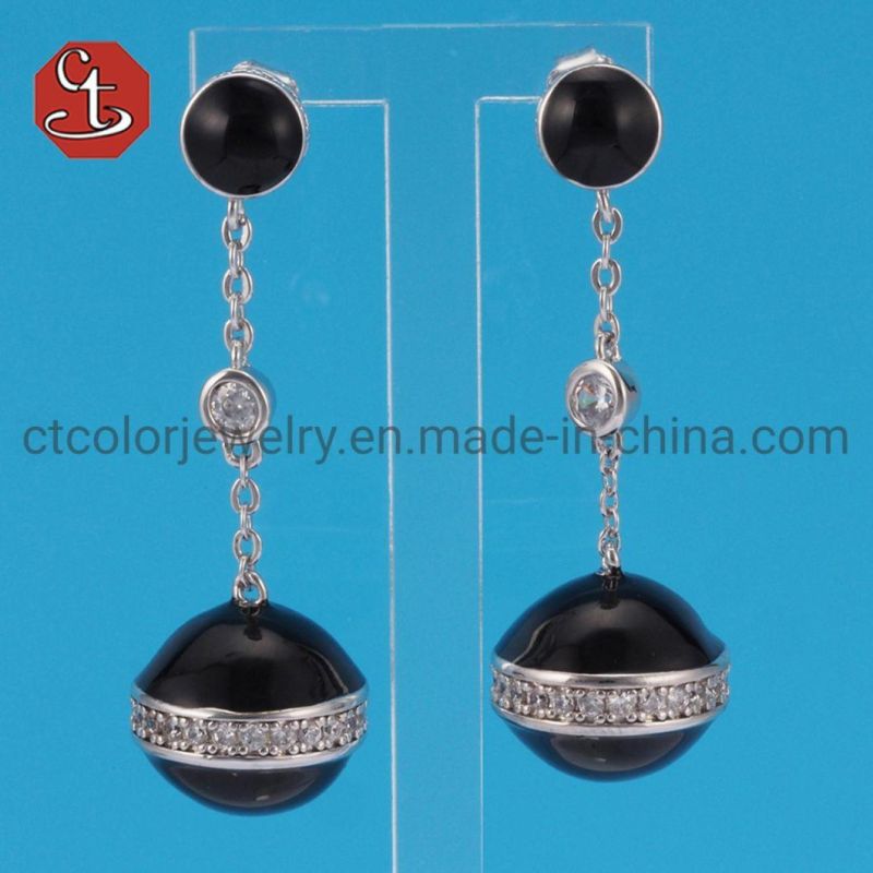 Fashion Long Special Glass Earring Drop Enamel Earring Colorful AAA+ Cubic Zirconia Earring 925 Sterling Silver Jewelry