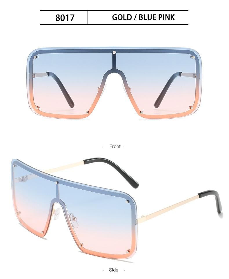 Sunglasses for New Trend Big Frame Sunglasses Female Gradient Color One-Piece Colorful Sunglasses Cross-Border Ins Square Glasses