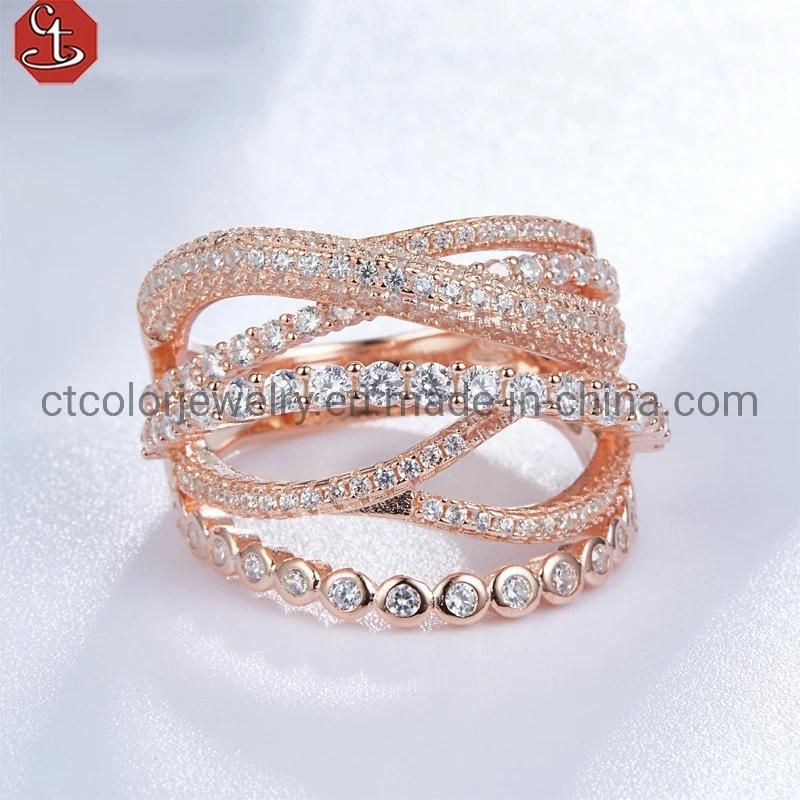 Best jewellery online 925 silver rose plated 4A zircon Ring