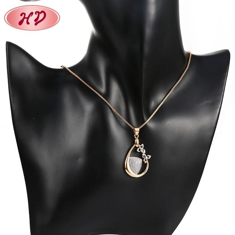 Fashion Accessories 18K Gold Plated Alloy Silver Women CZ Jewelry Sets Chain Pendant Necklace