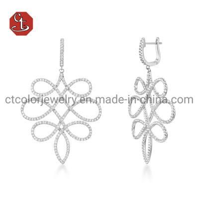 Fashion Women Jewelry Twisted Design Sterling 925 Silver Earring Fine Jewelry