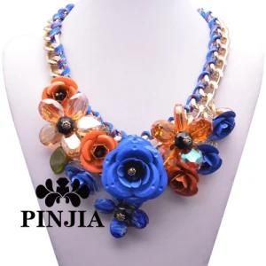 Designer Rhinestone Crystal Fashion Costume Jewelry Flower Color Necklace