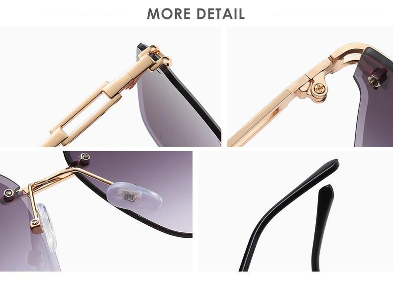 Whosale New Design Fashionable Rimless Square Metal Sunglass for Woman