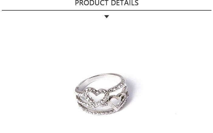Fashion Jewellery Heart Shape Silver Ring with White Rhinestone
