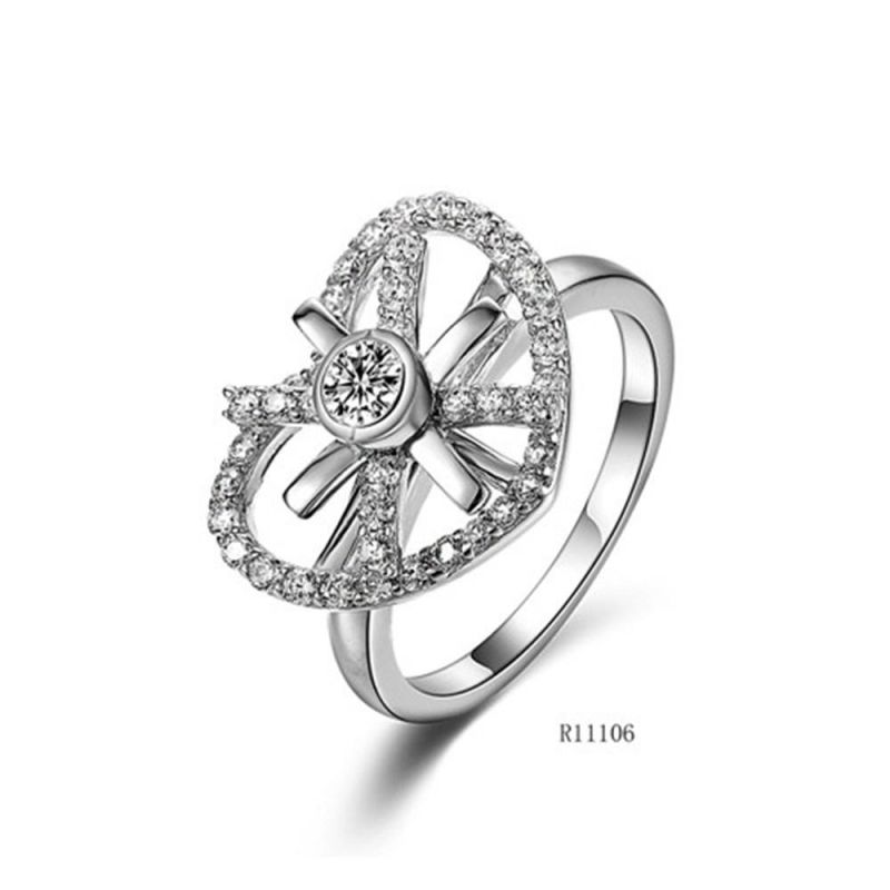 Creative Windmill Silver with CZ Heart Ring