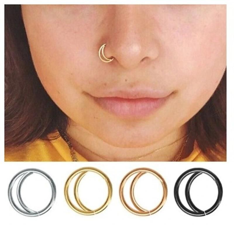 Stainless Steel 316L Plain Moon Cartilage Tragus Nose Studs Cartilage Septum Ring Jewelry 20g 18g Crescent Earring
