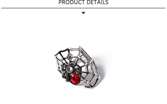 Sample Available Fashion Jewelry Mesh Silver Ring with Red Rhinestone
