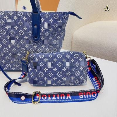 Designer Denim Canvas Handbags Replica Bags with Brand Big Logo