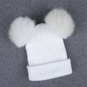 Raccoon Fur Accessory/Raccoon Fur Ball Leather Hat/Raccoon Fur