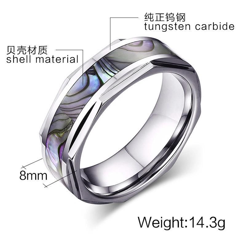 8mm Tungsten Ring Shell Inlay Tungsten Ring High Quality