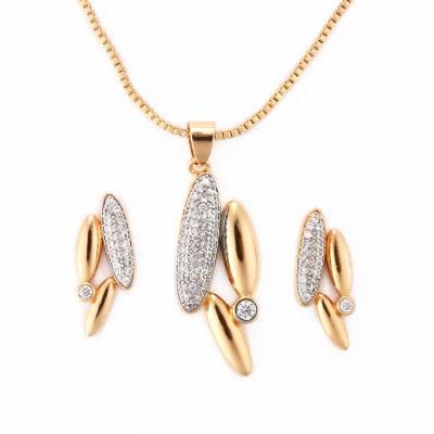 Women Fashion Accessories Jewelry 18K Gold Plated Silver Alloy Chain Sets Pendant Necklace with CZ Crystalw