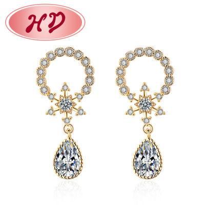Fashion Jewelry Simple Design Daily Wear Diamond Stud Earrings Women with Cubic Zirconia