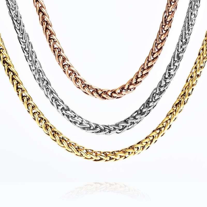 Popular Stainless Steel Necklace Jewelry Wheat Chain