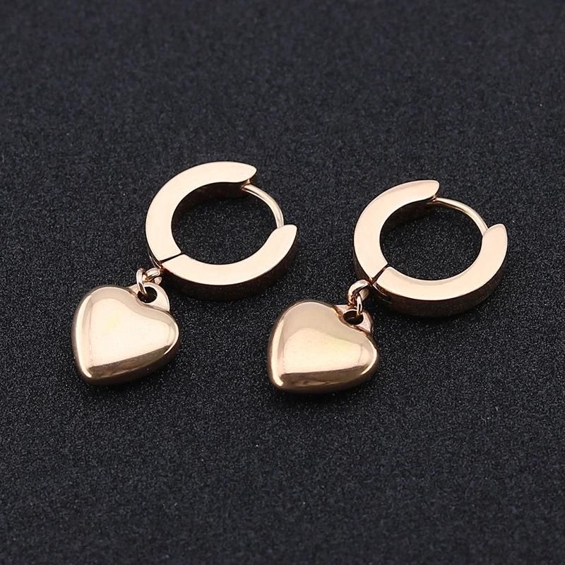 Manufacturer Custom Earring Fashion jewellery High Quality Water Proof None Fade Rose Gold Plate Earring Heart Ear Rings Jewelry