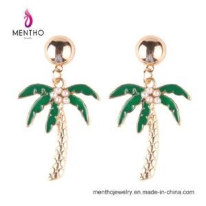 New Arrival Gold Plated Coconut Tree Shape Imitation Jewelry Fashion Earrings
