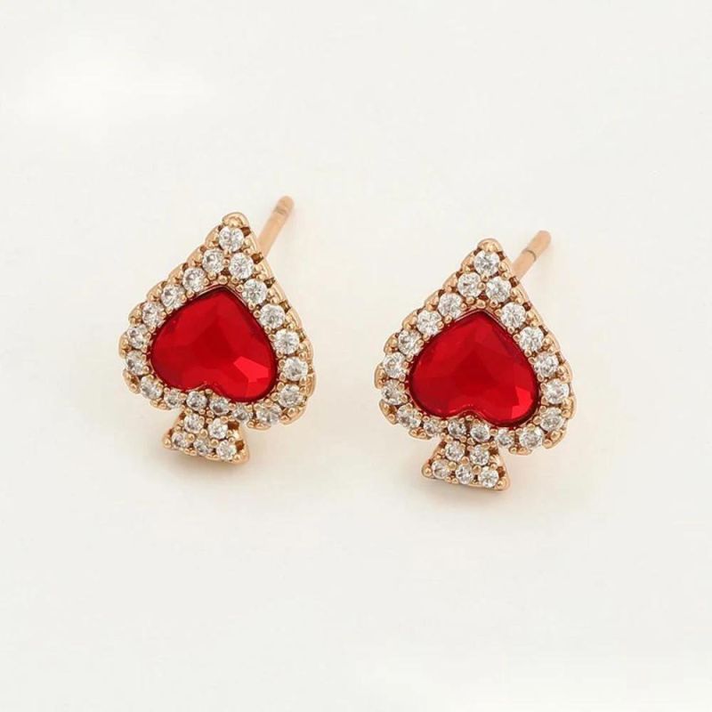 Fashion Jewelry Dubai 18K Gold-Plated Fashion Luxury Vintage Red Peach a Crystal Earrings