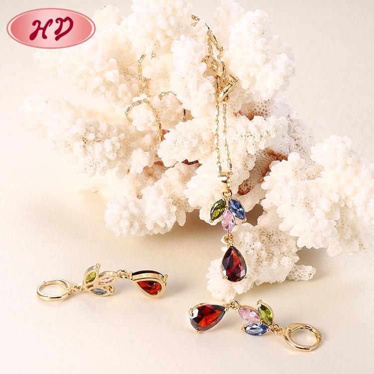 Fashion 18K Gold Plated CZ Crystal Jewelry Chain Sets for Women