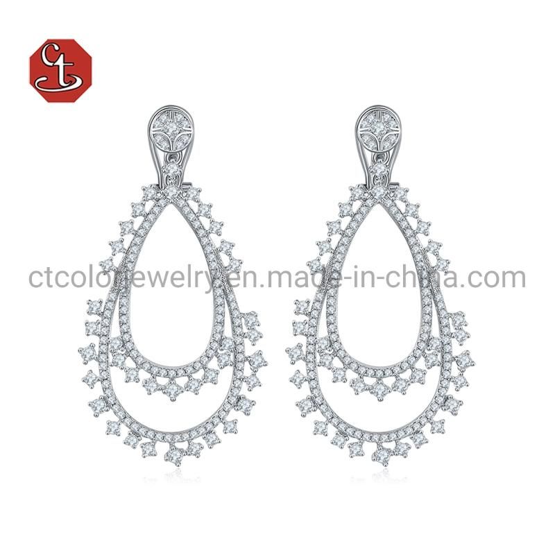 New Design Fashion Jewelry 18K Gold Plated Classical Circle Hoops White Pearls 925 Sterling Silver Star Earrings