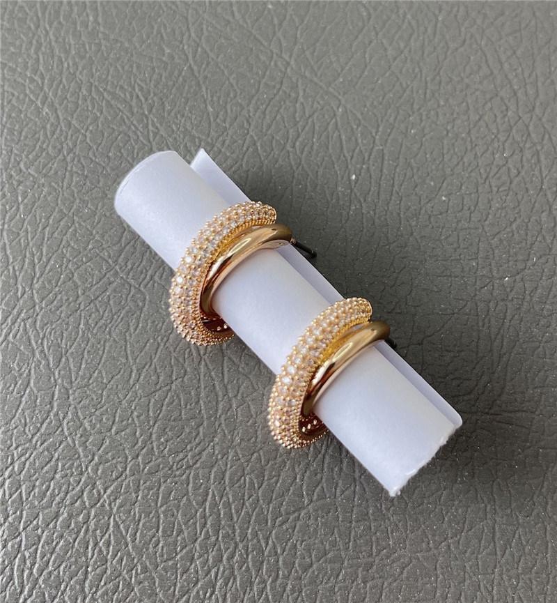 New Arrival 18K Gold Plated Smooth Pave Cubic Interlocking Hoop Earrings for Women Mini Brass Alloy Earring
