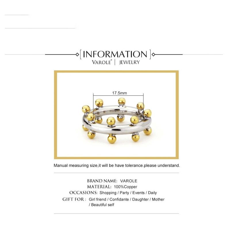 Gold Plating Groove Copper Ring with Beads