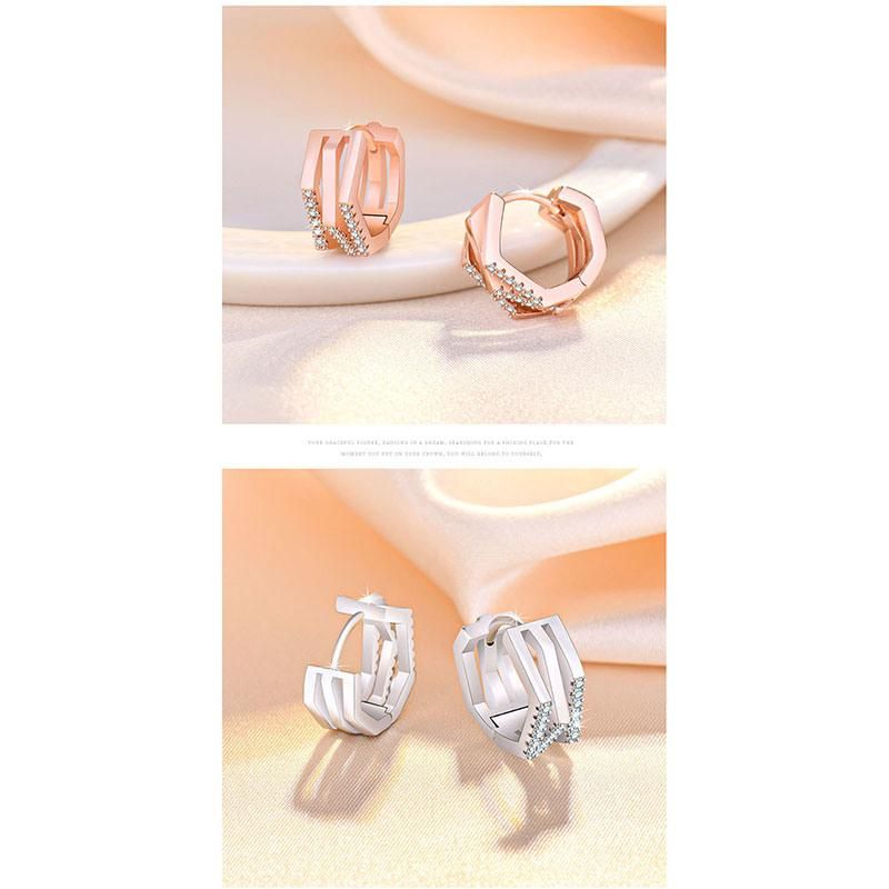 Geometrical Hollow out Earrings Advanced Sense Micro Inlaid Zircon Earring