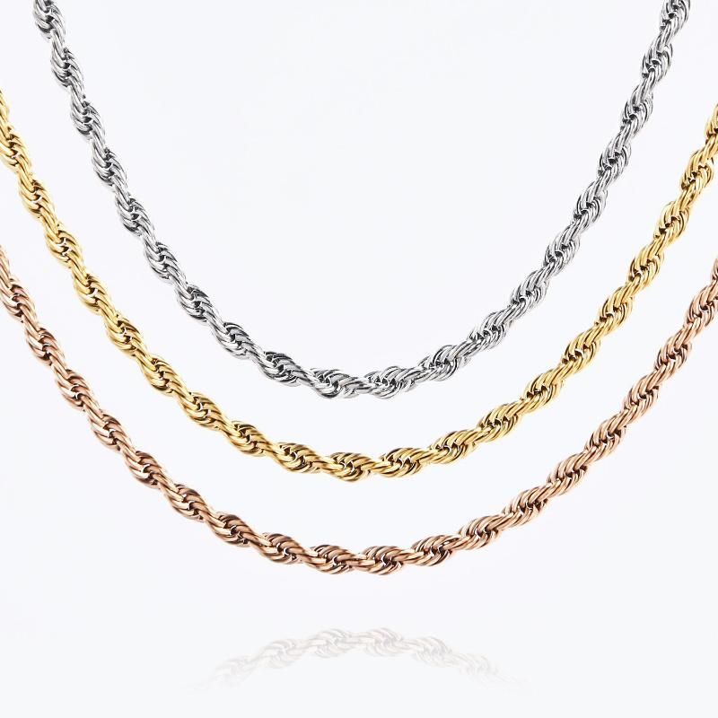 Hot Sale Rope Chain Necklace Bangle Jewelry Fashion Craft Design Stainless Steel Gold Plated for Fashion Decoration