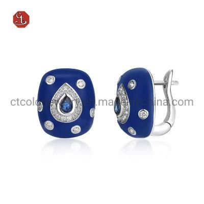 Fashion Jewelry 925 Sterling Silver Colorful Enamel Earrings