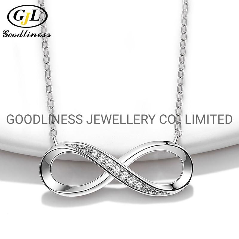 925 Sterling Silver Jewelry Women CZ Ifinity Pendant Necklace