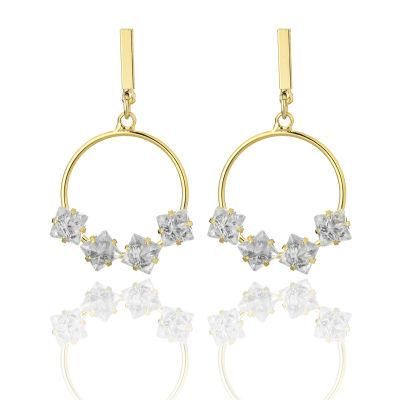925 Silver Pin Crystal Zirconia Long Earrings
