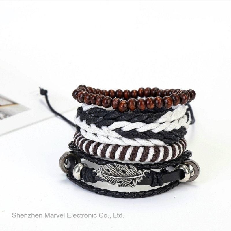 Women Leather Bracelet Stainless Steel Fashion Jewelry for Men