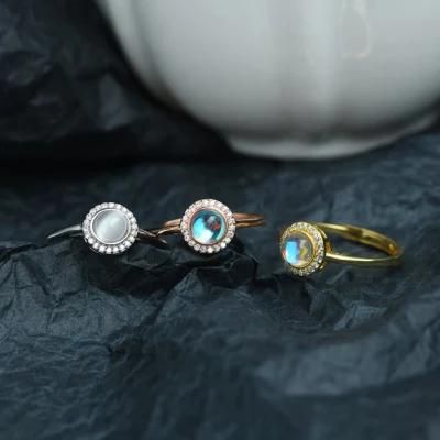 New High-Quality Opal S925 Sterling Silver Gold-Plated Opening Adjustable Index Finger Ring