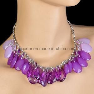 Beaded Necklace with Purple Rhinestones (GD-AC174)