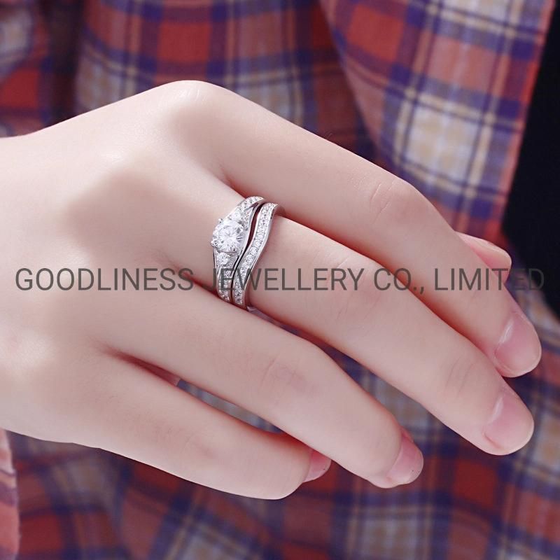 Luxury Bridal Anniversary Proposal Silver Women Wedding Rings for Her