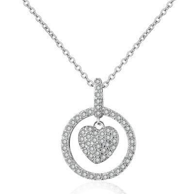 Fashion Heart Shape Crystal Silver Pendant Jewelry