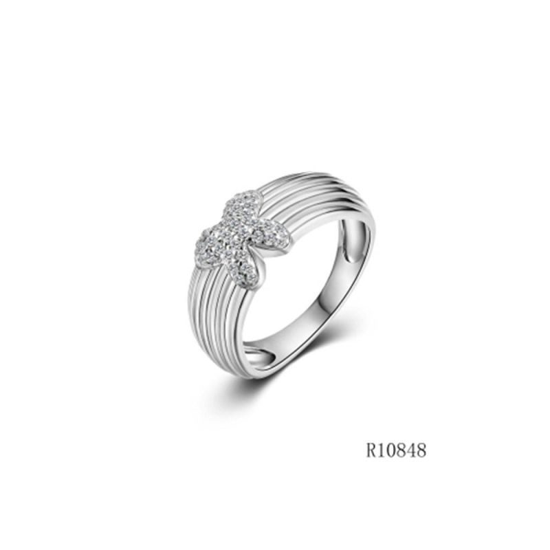 Thread Line Style Silver with CZ Bowknot Ring