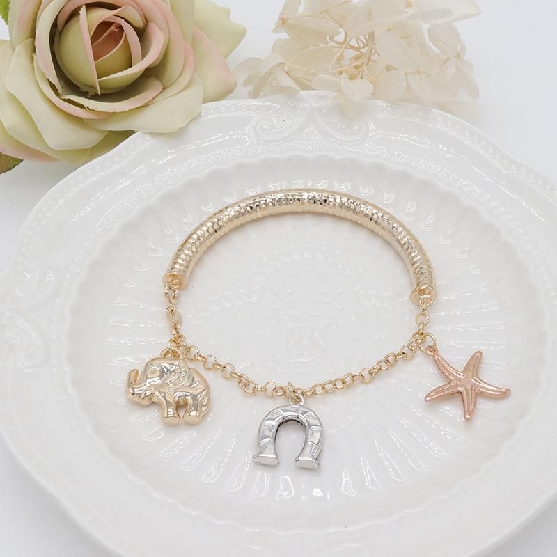 Tri-Color Pendant Gold Plated Fashion Bracelet
